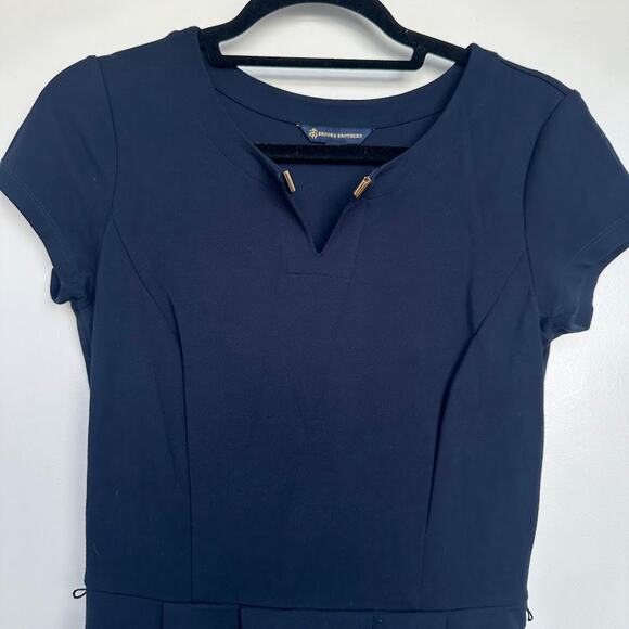 Brooks Brothers Womens Navy Blue Short Sleeve V-Neck Midi Dress Size 2 - Picture 5 of 12